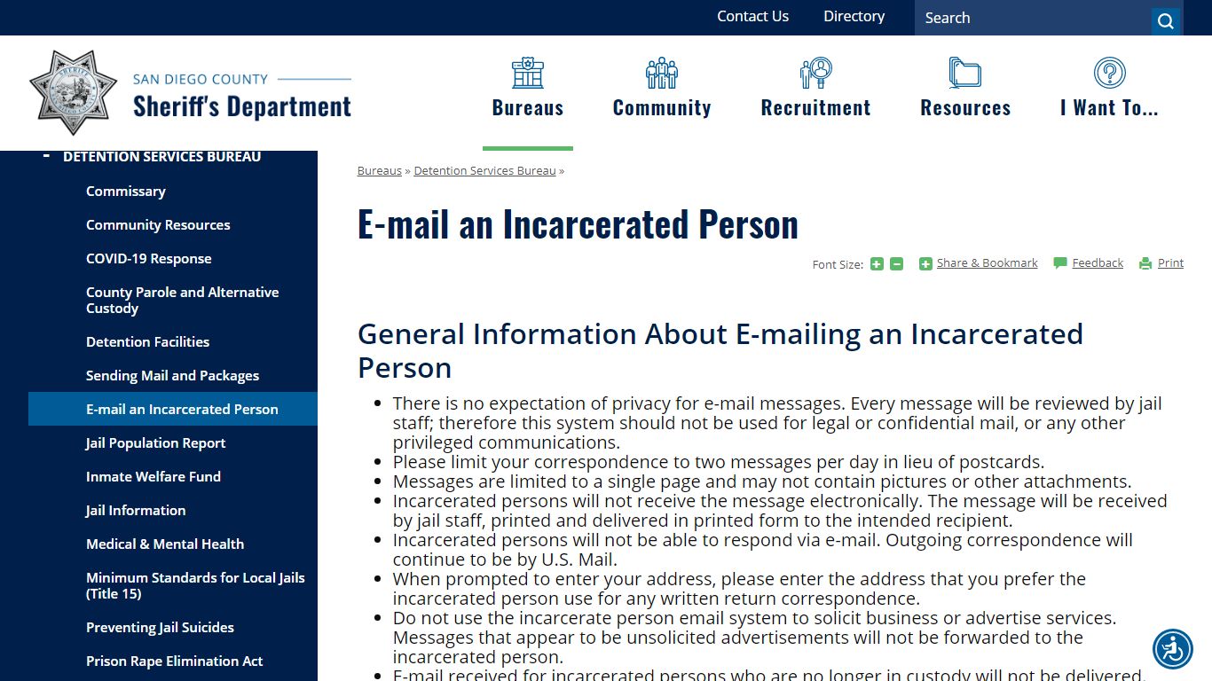 E-mail an Incarcerated Person | San Diego County Sheriff